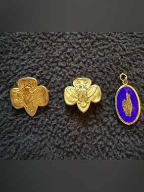 Vintage Girl Scout Pins and Brownies Charm, Set of 3
